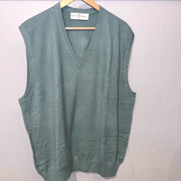 Vintage FAIRWAY & GREENE 100% Cashmere Pull-Over Sweater Vest Master's Green XL - Picture 1 of 6